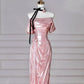 Pink Beautiful Elegant Satin Long Mermaid Slim Floor Length Ball Gown Evening Dress Prom Dress gh4204