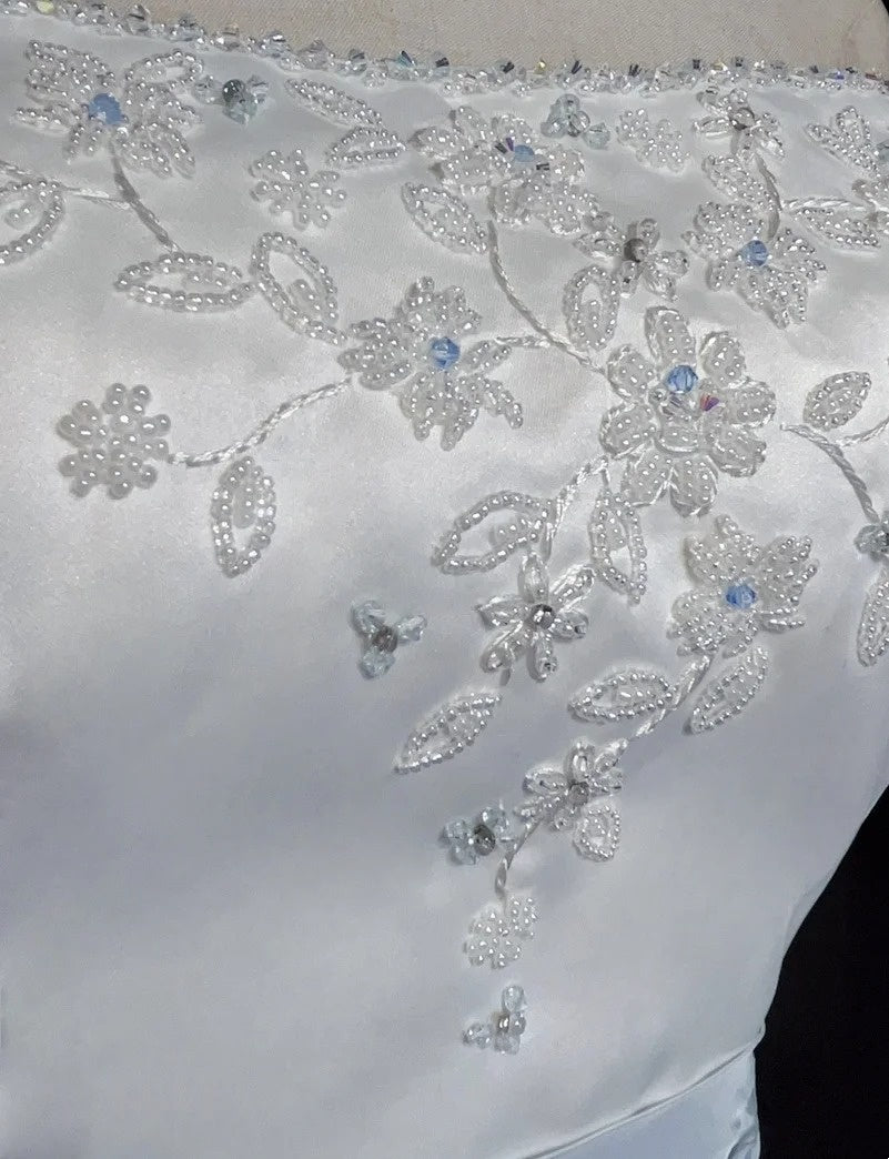 girlhomeshops-White And Blue Satin Long Dress With Delicate Beading gh6248