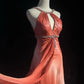 girlhomeshops-Orange Elegant Gradient Beaded Long Chiffon Prom Dress gh6246