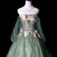 Robe de soirée longue en tulle vert délicat à fleurs, robe de bal, robe de remise de diplôme, robe de cérémonie pour adulte gh4251