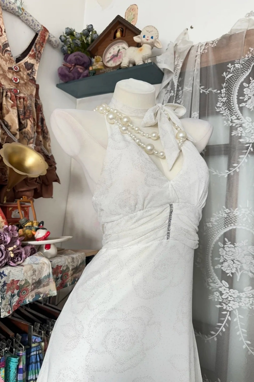 girlhomeshops-White Elegant Long Chiffon Prom Dress gh6235