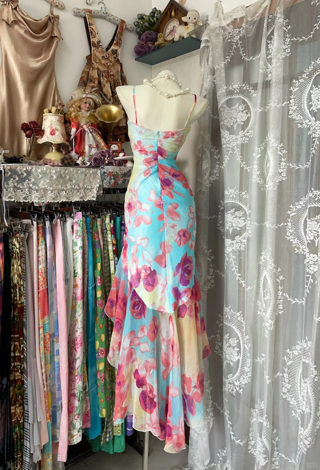 Girlhomeshops-Colorful Floral Elegant Long Chiffon Birthday Party Dress gh5172