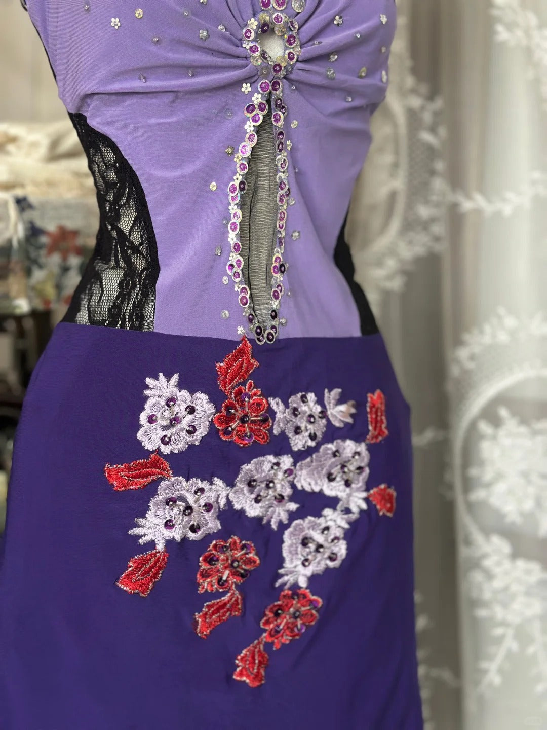 Girlhomeshops-Purple Floral Short Chiffon Homecoming Dress Party Dress gh5248