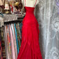 Girlhomeshops-Red vintage long chiffon Prom Dress homecoming dress birthday dress gh5229