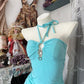 Light blue ruffled vintage elegant short chiffon homecoming dress holiday party dress gh4776