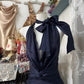 Navy Blue Retro Fashion Simple Long Satin Prom Dress Evening Dress Party Dress Date Dress gh4880