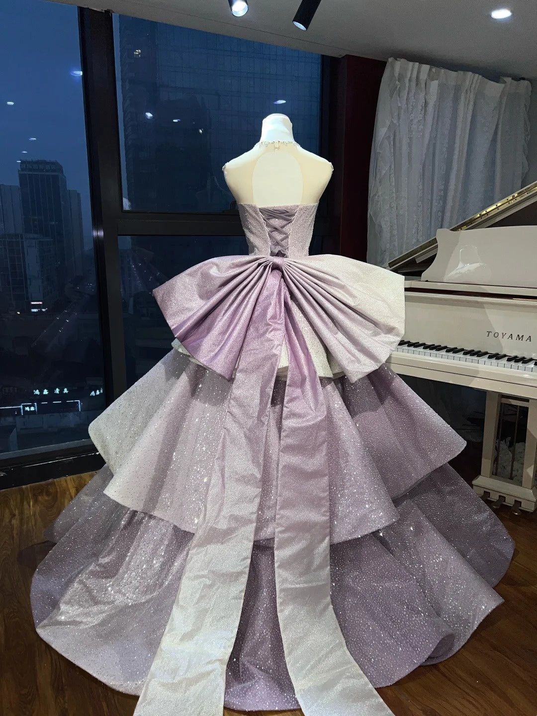 Sparkling Layered Princess Dress, Long Satin Formal Ball Gown gh6722