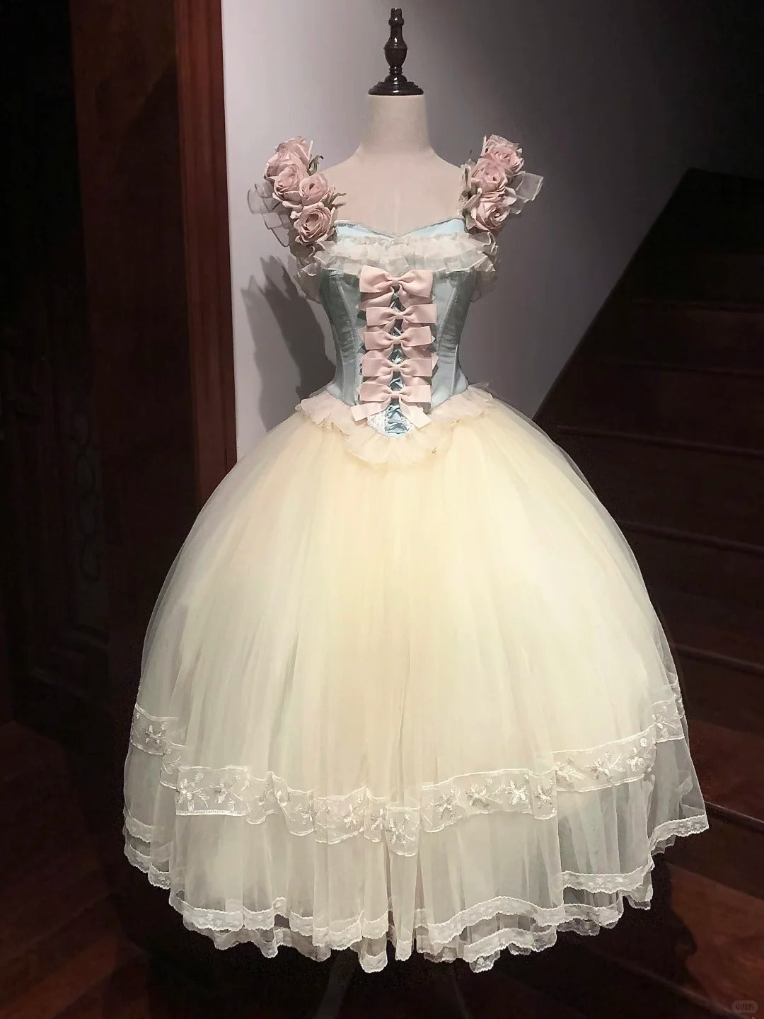 Pink White Calla Floral Cute Lace Short Homecoming Dress Tulle Lolita Prom Dress gh4383