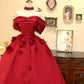 Robe de soirée longue en satin à fleurs, élégante et rouge, robe de bal, robe de remise de diplôme, robe de mariée, robe d'anniversaire, gh4241