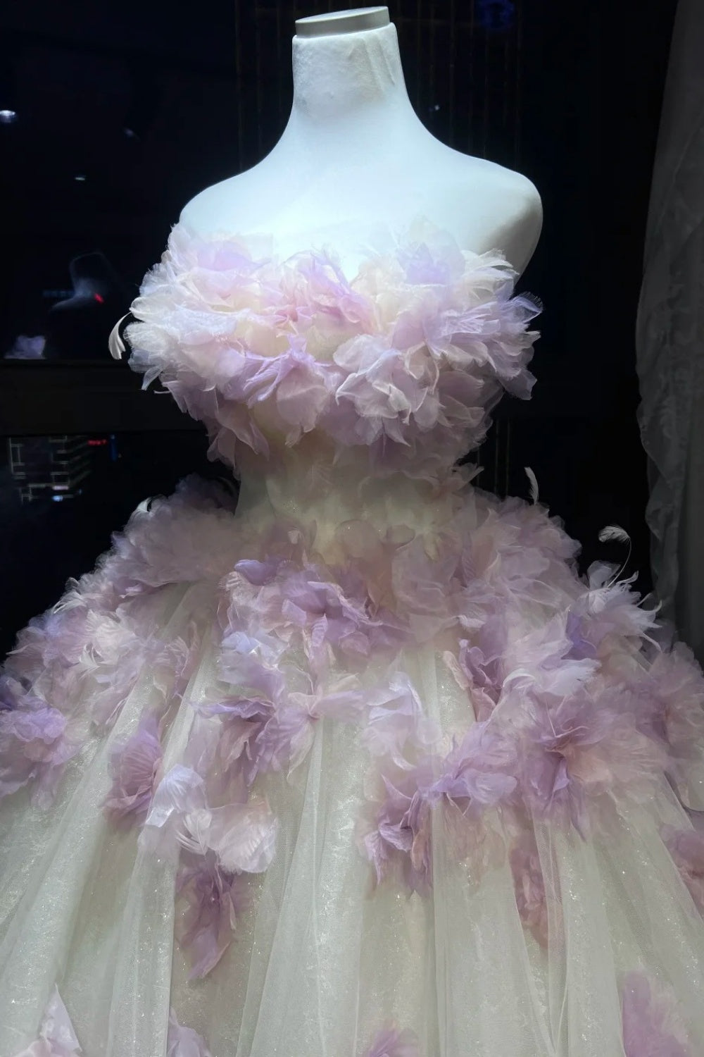 Exquisite floral long tulle ball gown/wedding dress gh6854