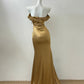 Gold Metallic/Light Champagne/White Fashion Long Satin Prom Dress Evening Dress Party Dress gh4840