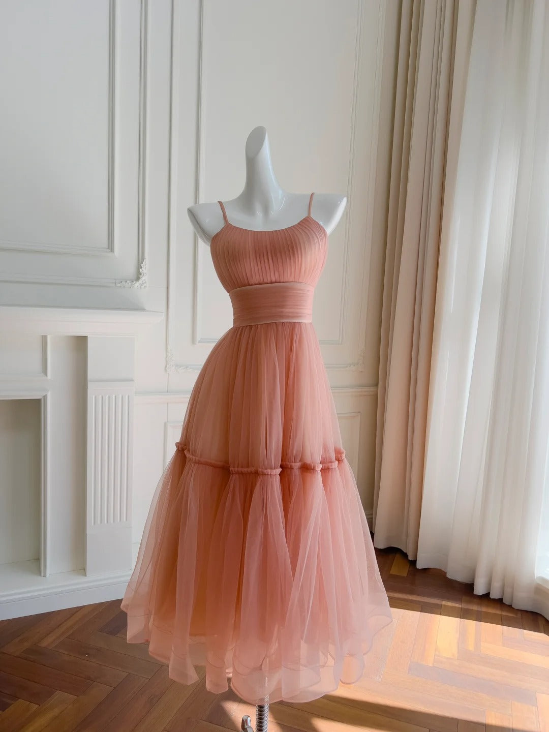 Robe de bal longue fluide en mousseline de soie menthe pour fête d'anniversaire gh4405