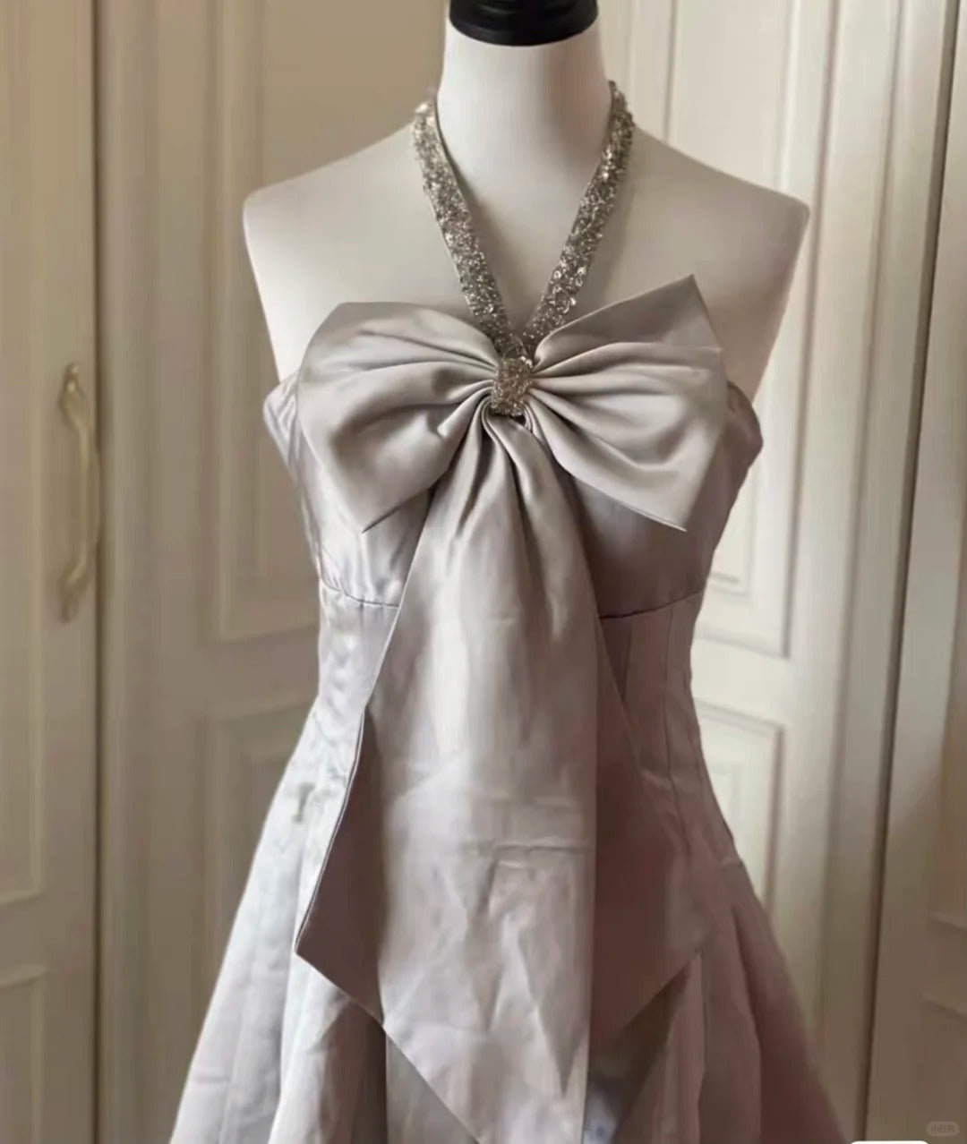 Pink beautiful and elegant bow short homecoming dress dress skirt prom dress evening dress gh4335