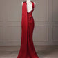Burgundy fishtail backless long floor-length satin ball gown evening dress gh4546