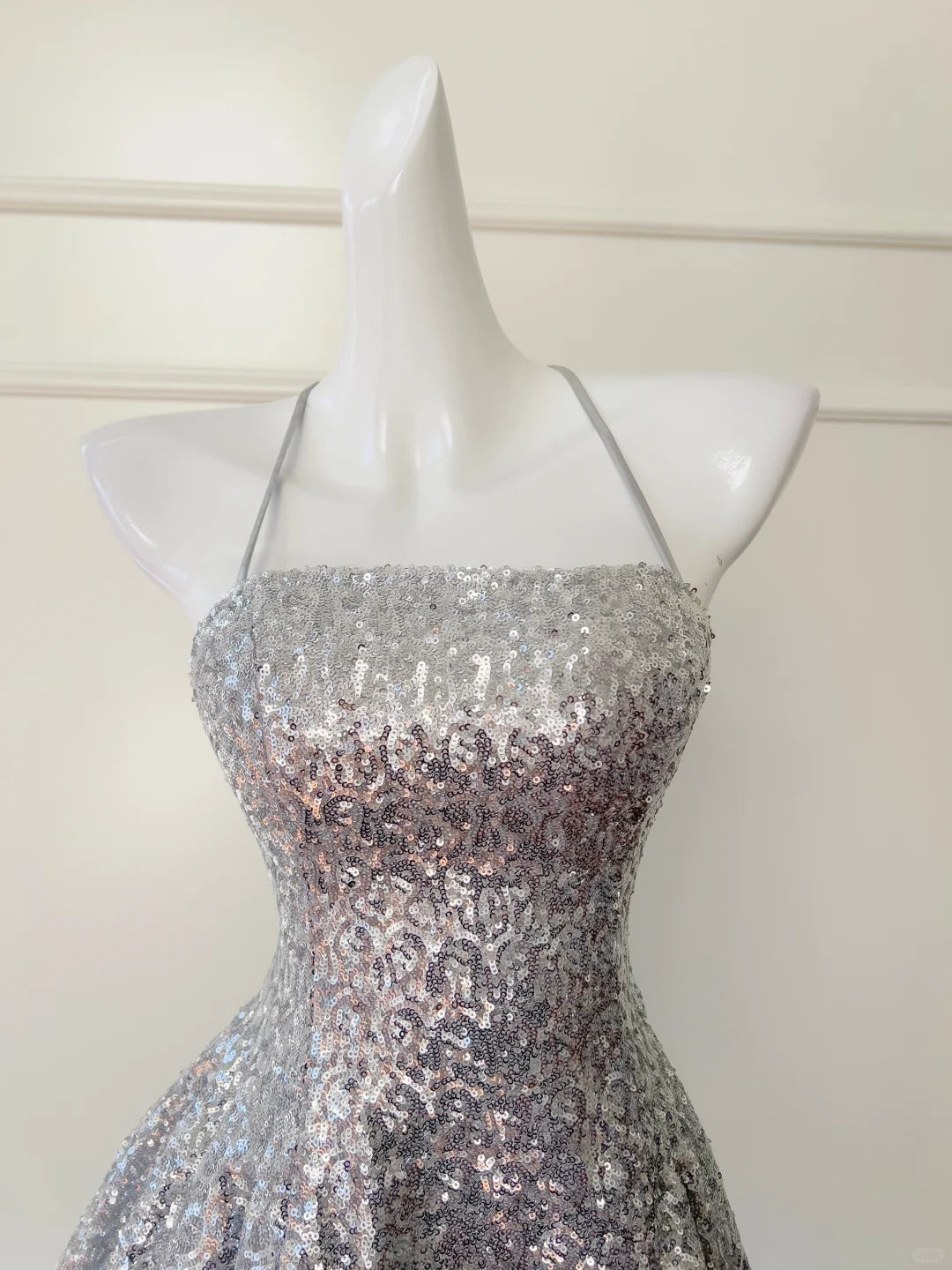 Silver shiny niche vintage dress short sequin homecoming dress birthday cocktail party dress gh4306