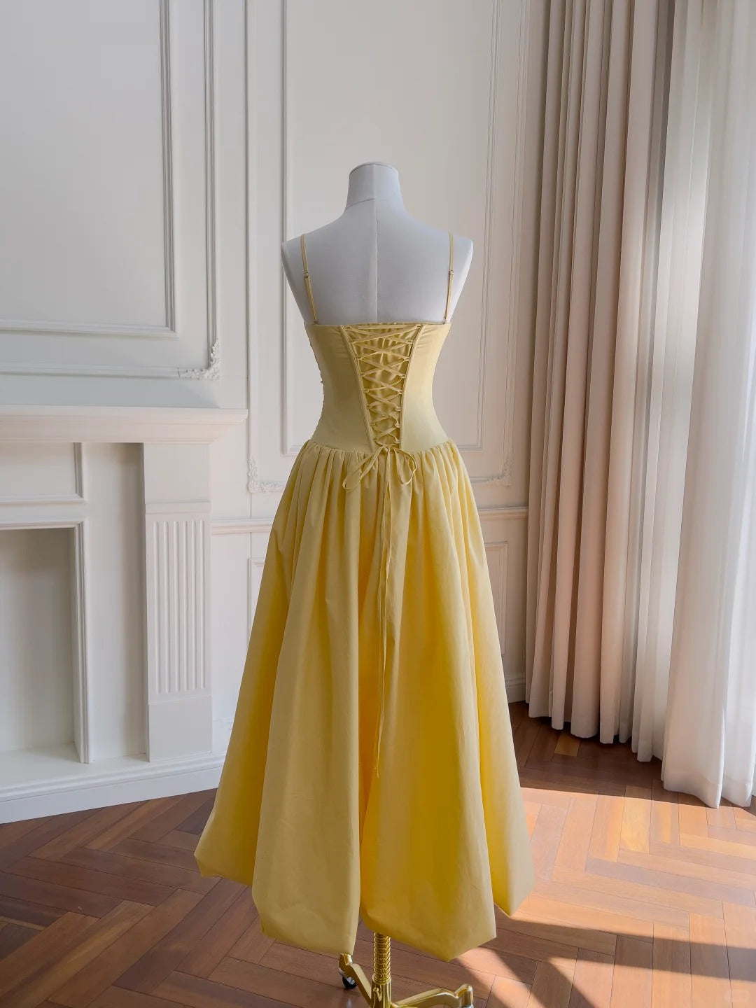 girlhomeshops--Yellow sweet long tulle prom dress gh5577