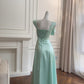 Green long satin dress gh6853