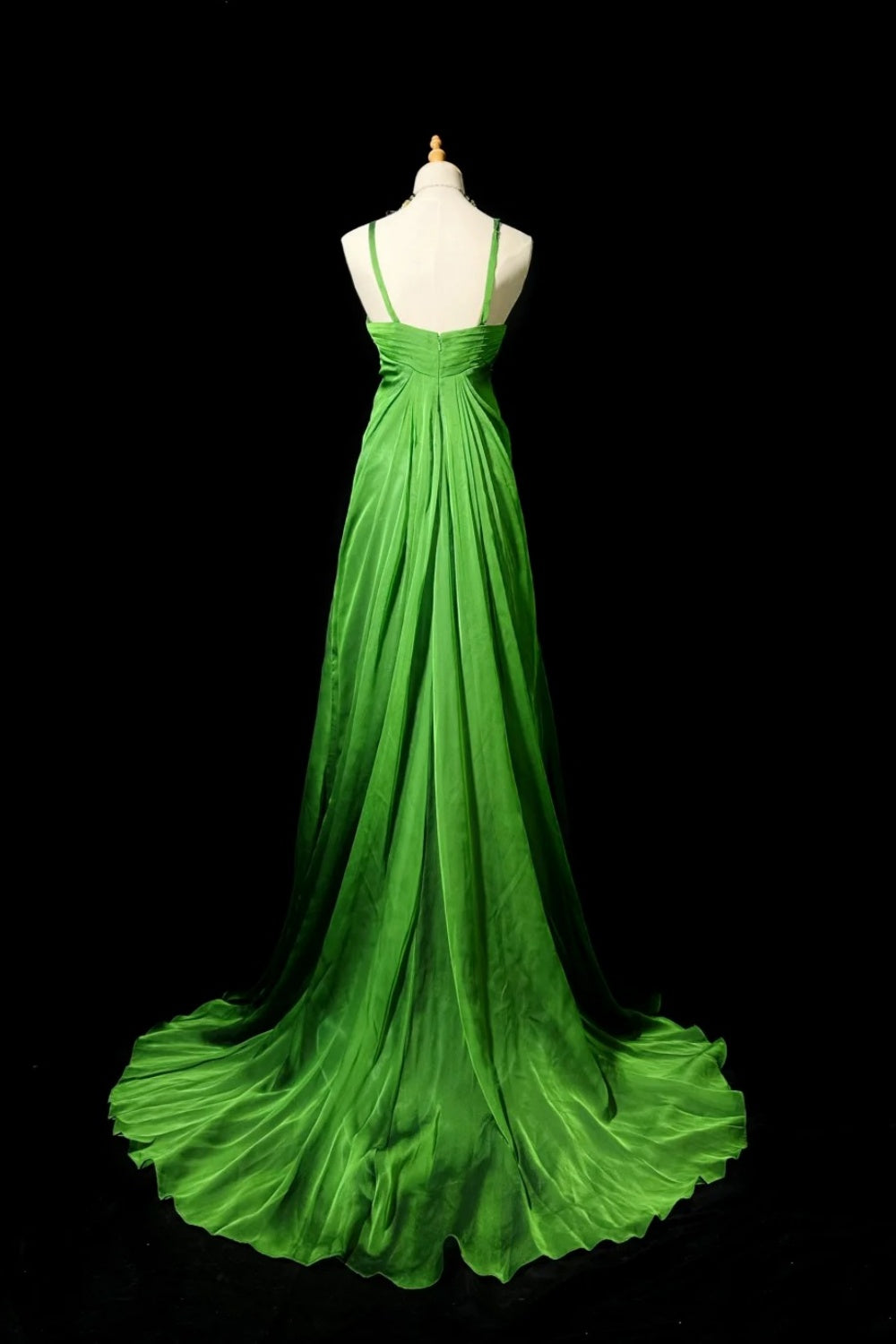 girlhomeshops-Feenhaftes, waldgrünes Abendkleid mit Kristallblumenmuster, gh5848