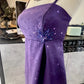Girlhomeshops - Lila, exquisites, langes Ballkleid aus Satin mit Perlen, gh5426