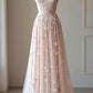 Pink floral applique A-line formal long party dress evening gown prom dress gh4755