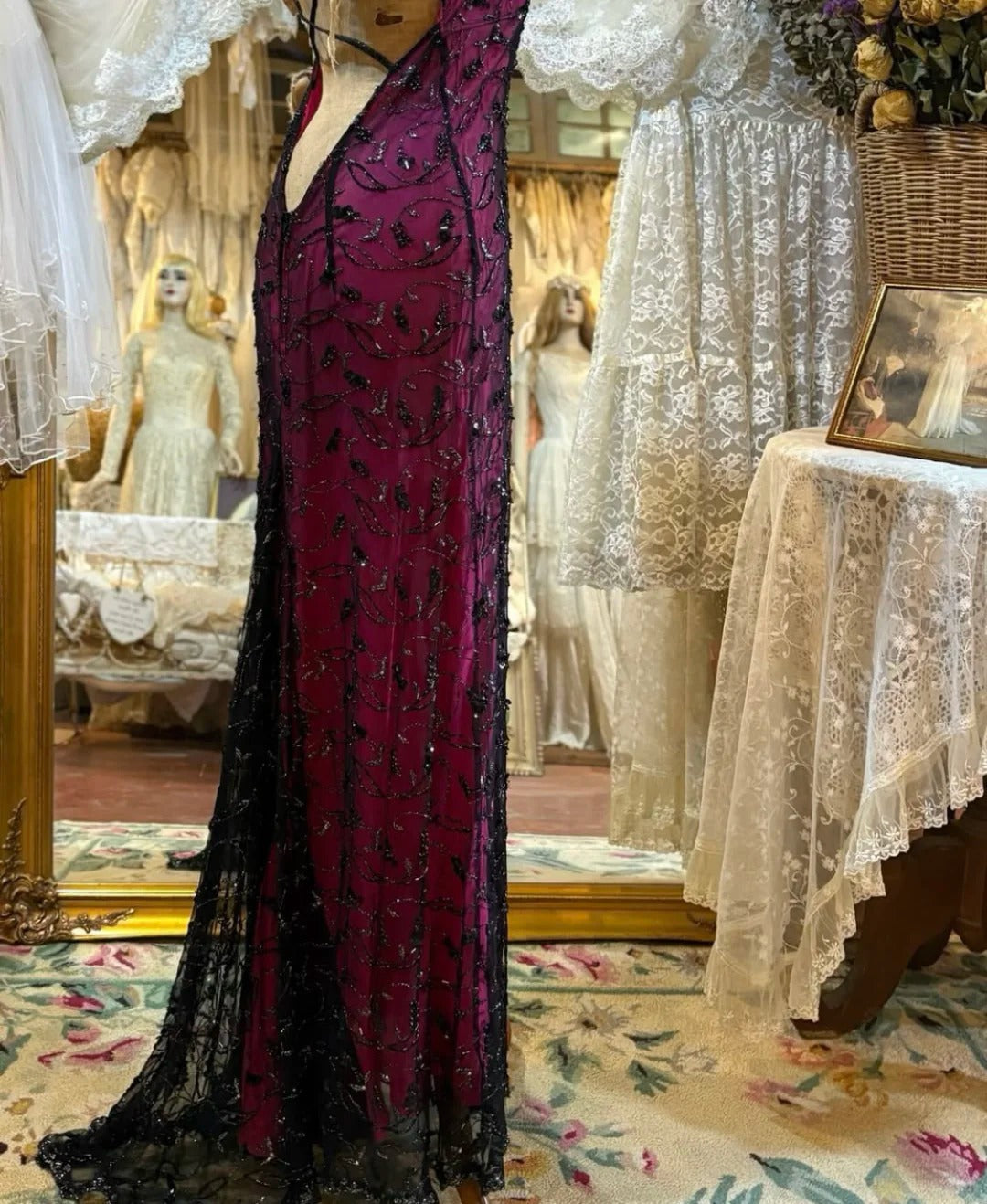 Girlhomeshops-Purple Beaded Vintage Elegant Long Chiffon Prom dress Evening Dress Party Dress gh5045