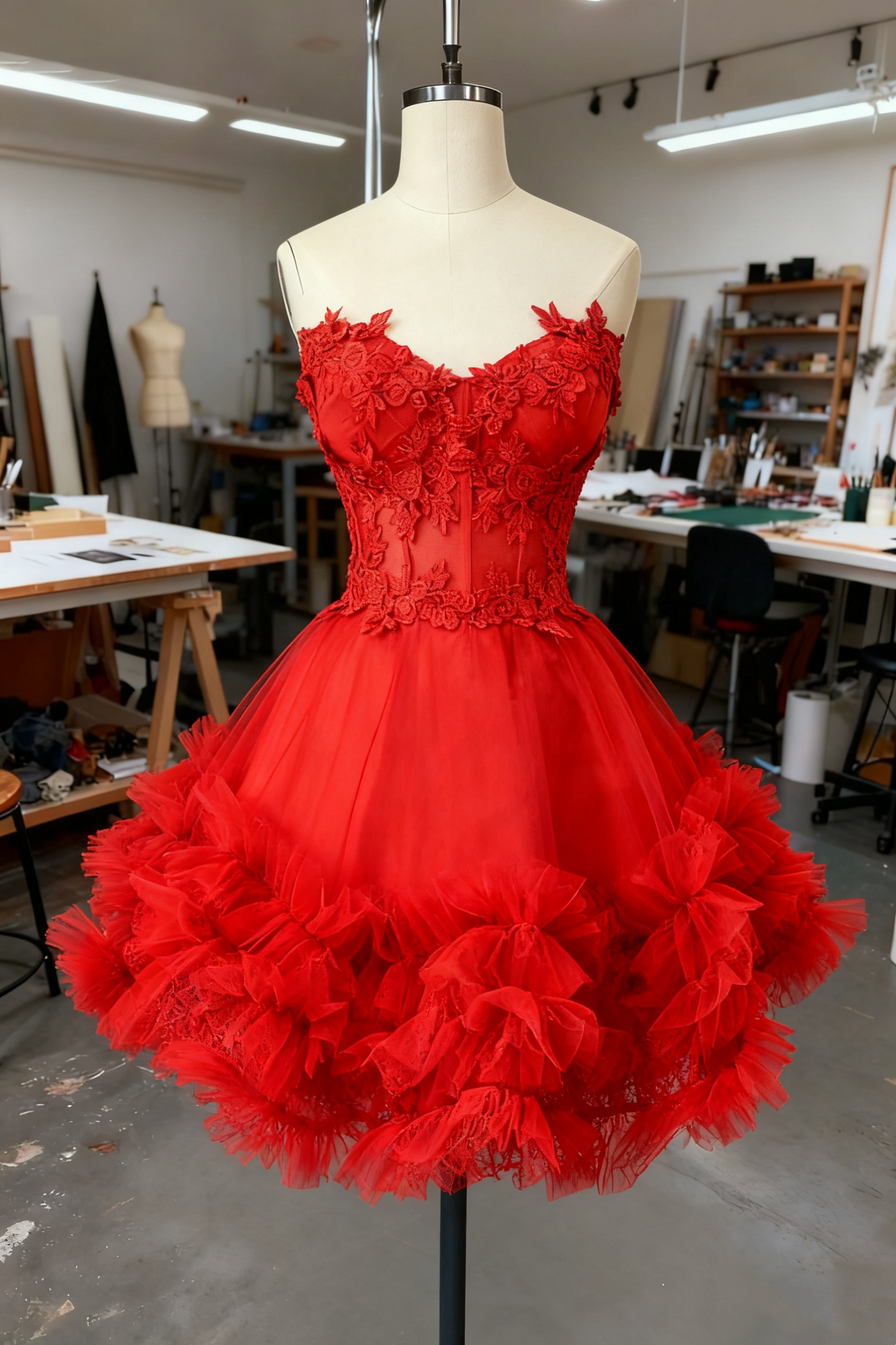 girlhomeshops-Blue Delicate Beaded Short Tulle Dress, Homecomming Birthday Dress gh6163