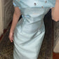 girlhomeshops-Light Blue Satin Diamond - Studded Gown, Elegant Lines Show Light Luxury Texture gh5900