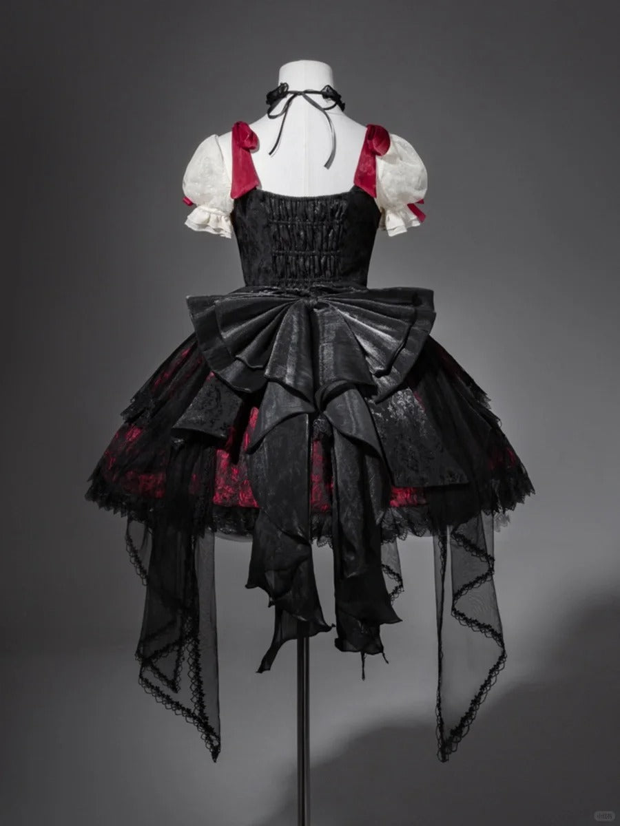 Girlhomeshops-Black red floral tulle lace short homecoming dress birthday dress gh5346