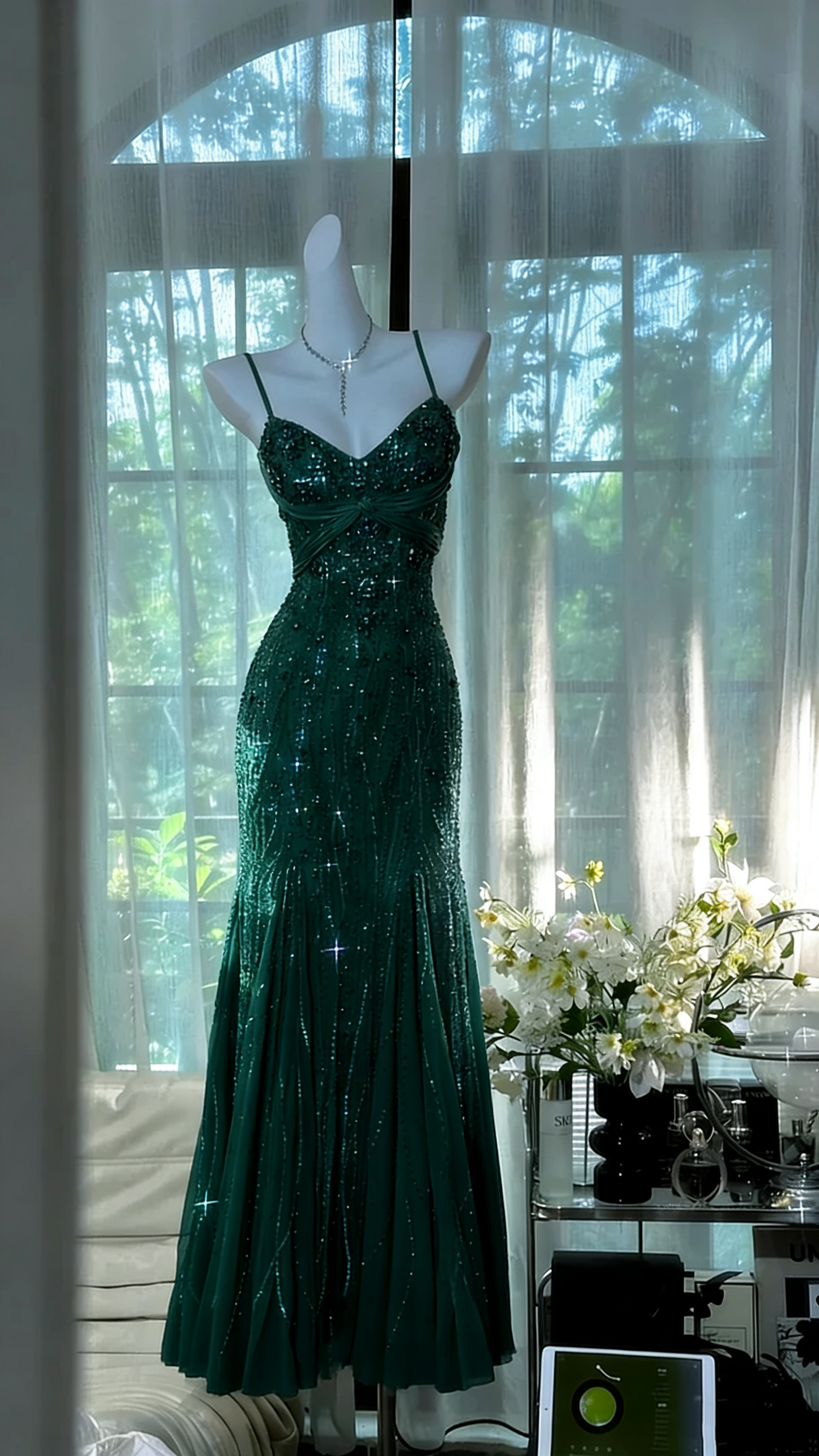Gold Grass Green Vintage Beading Long Elegant Chiffon Homecoming Dress Ball Dress Evening Dress Birthday Party Dress Date Dress Prom Dress gh4681