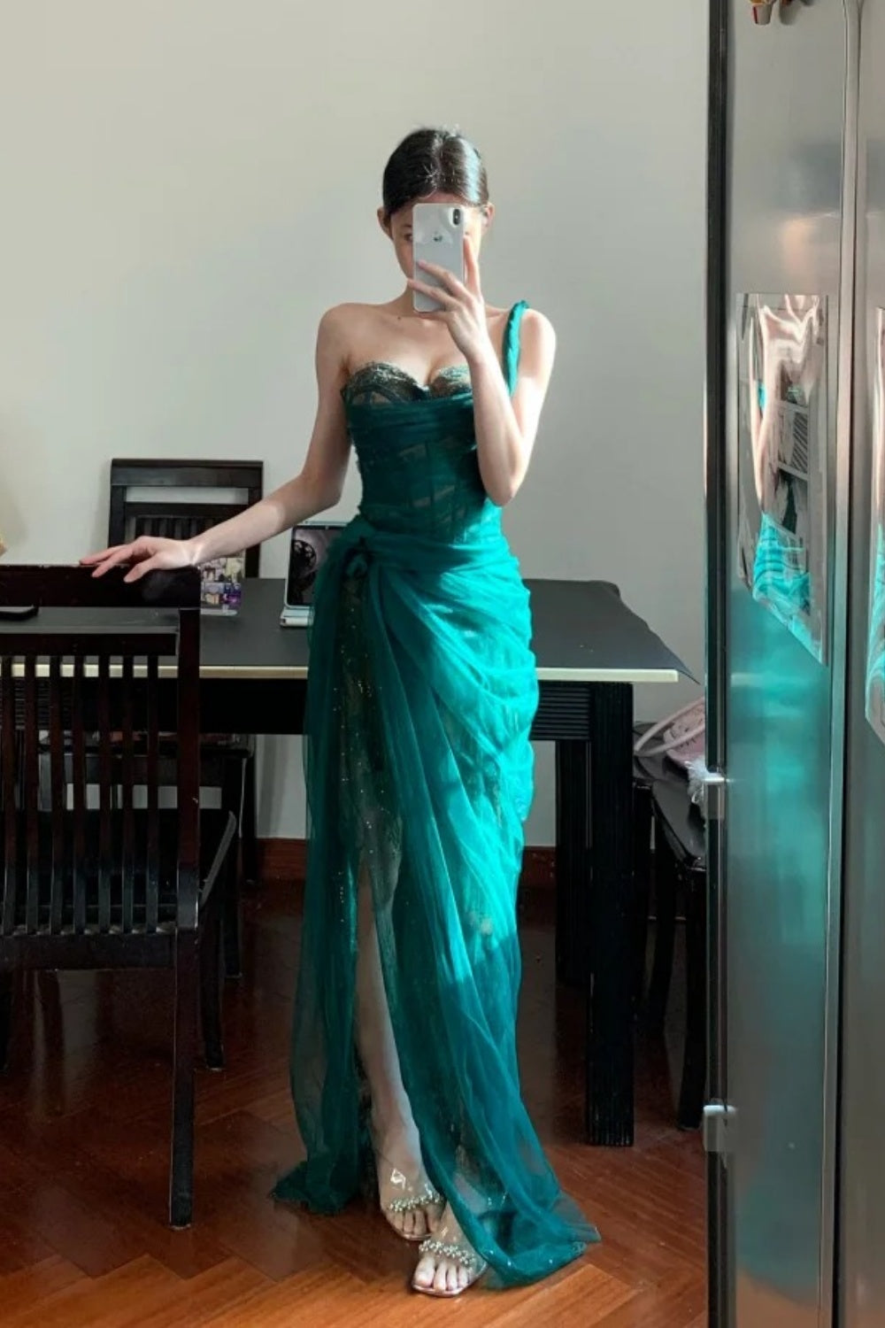 Robe de bal longue rouge en tulle, élégante, robe de cérémonie de remise de diplôme gh6633