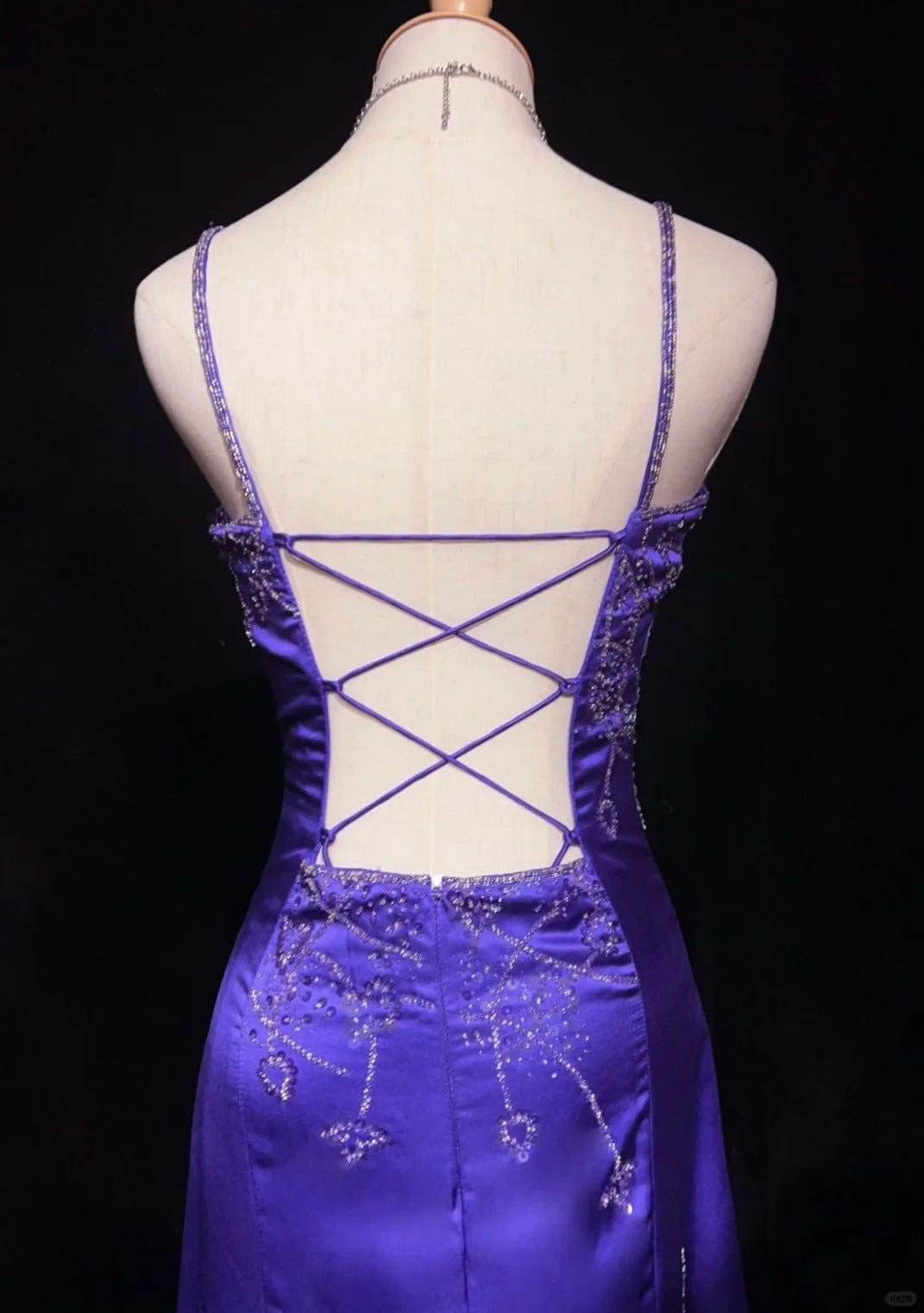 Purple Gorgeous Vintage God Shining Elegant Exquisite Rhinestone Beaded Satin Long Floor Length Slim Fairy Ball Gown Evening Dress Party Dress Prom Dress gh3853