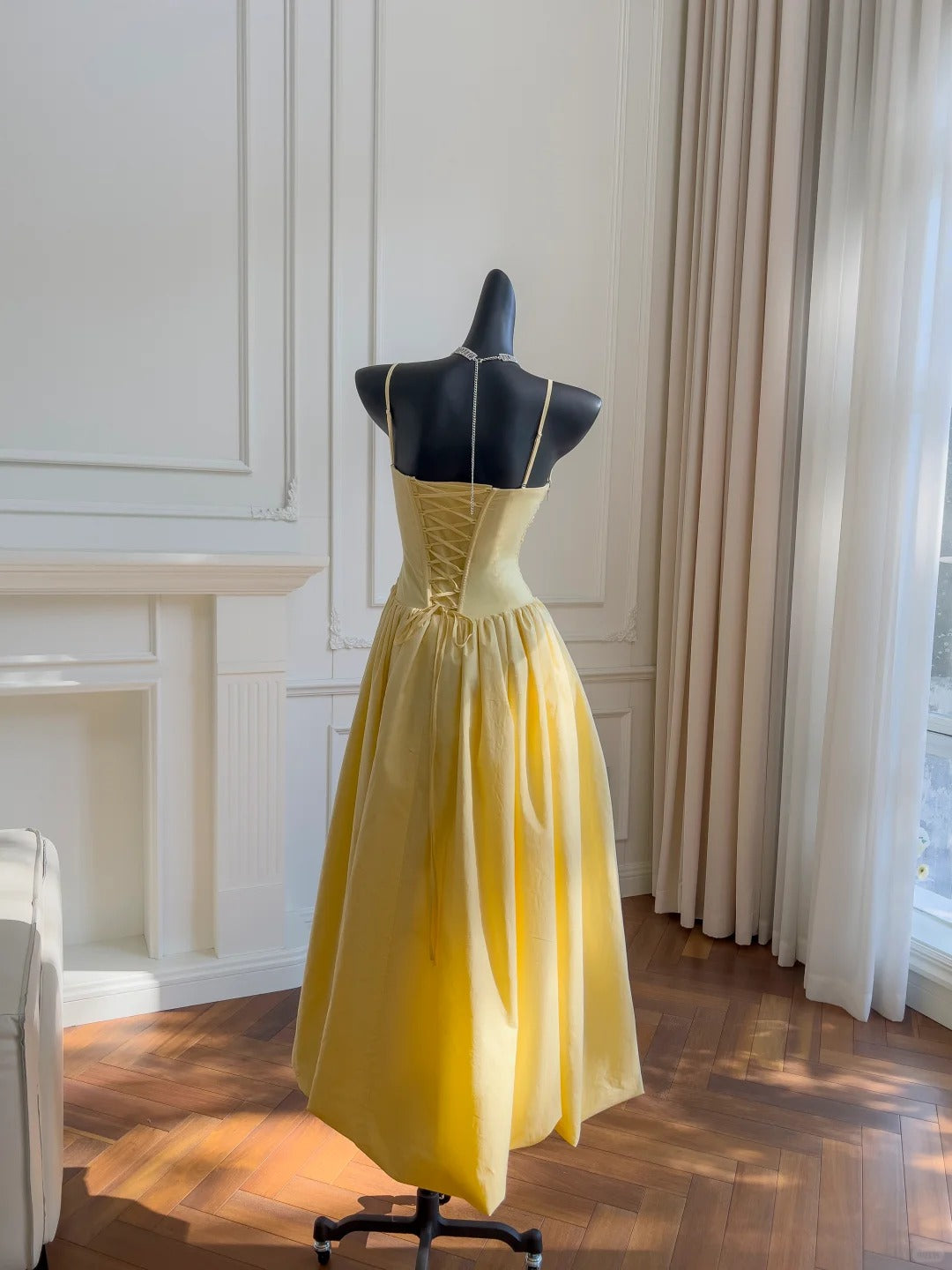 girlhomeshops--Yellow sweet long tulle prom dress gh5577