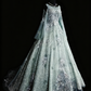 girlhomeshops-Green Appliqué Delicate Long Tulle Formal Ball Gown gh6287