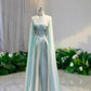 Girlhomeshops-Light green floral bead long satin ball gown Prom dress ceremonial dress long sleeved gh5309