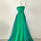 Green unique gradient fashion elegant long chiffon tulle floor-length ball gown evening gown ball gown gh4074