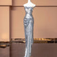 Silver Sparkle Sequin Long Prom Dress Evening Dress Party Dress gh4865