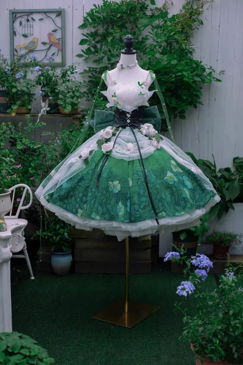 Robe Lolita Verte Merveilleuse Rose de Rêve gh6655