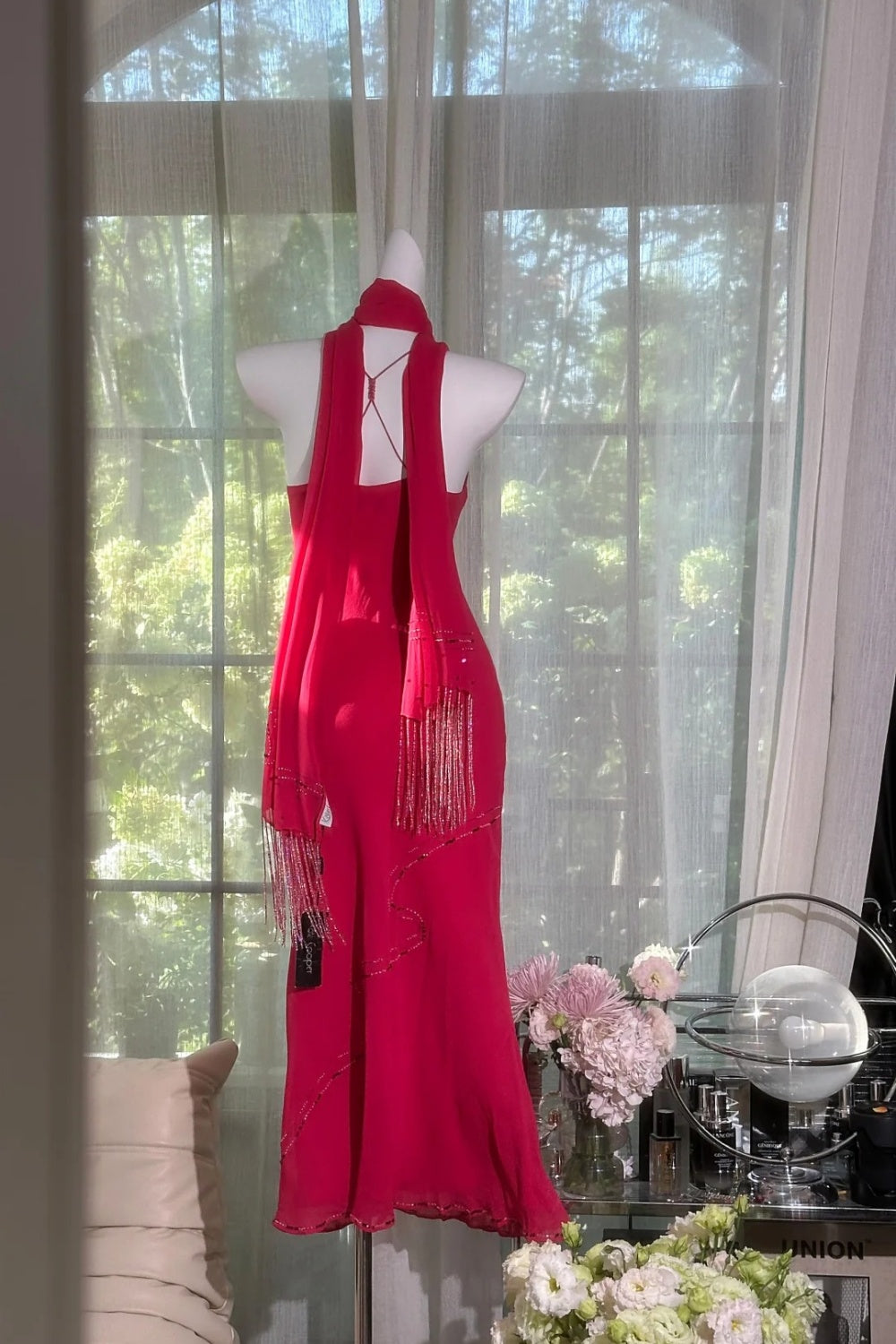 girlhomeshops-(Includes matching scarf)New Pink Elegant Formal Dress gh6116