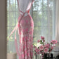 Pink floral vintage beaded lace long prom dress evening dress party dress gh4819