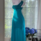 girlhomeshops--Blue one shoulder fashionable and elegant chiffon long prom dress gh5591