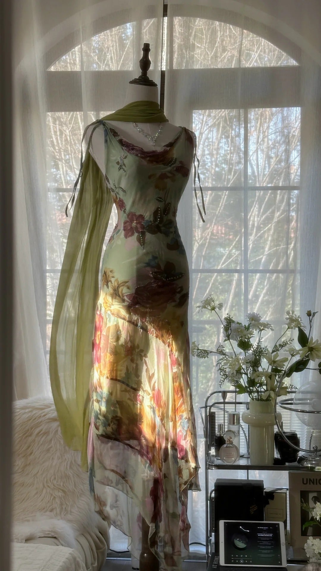 Robe de soirée longue en mousseline de soie, élégante et romantique, dégradé de couleurs, avec perles exquises, pour anniversaire, mariage, fête, bal, Saint-Valentin, gh4030