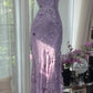 Girlhomeshops-Purple Floral Elegant Long Chiffon Prom dress Evening Dress Party Dress Date Dress gh5080