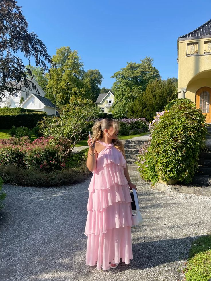 girlhomeshops-Yellow/pink floral suspender long chiffon prom dress bestie dress sister dress friendship dress gh5799