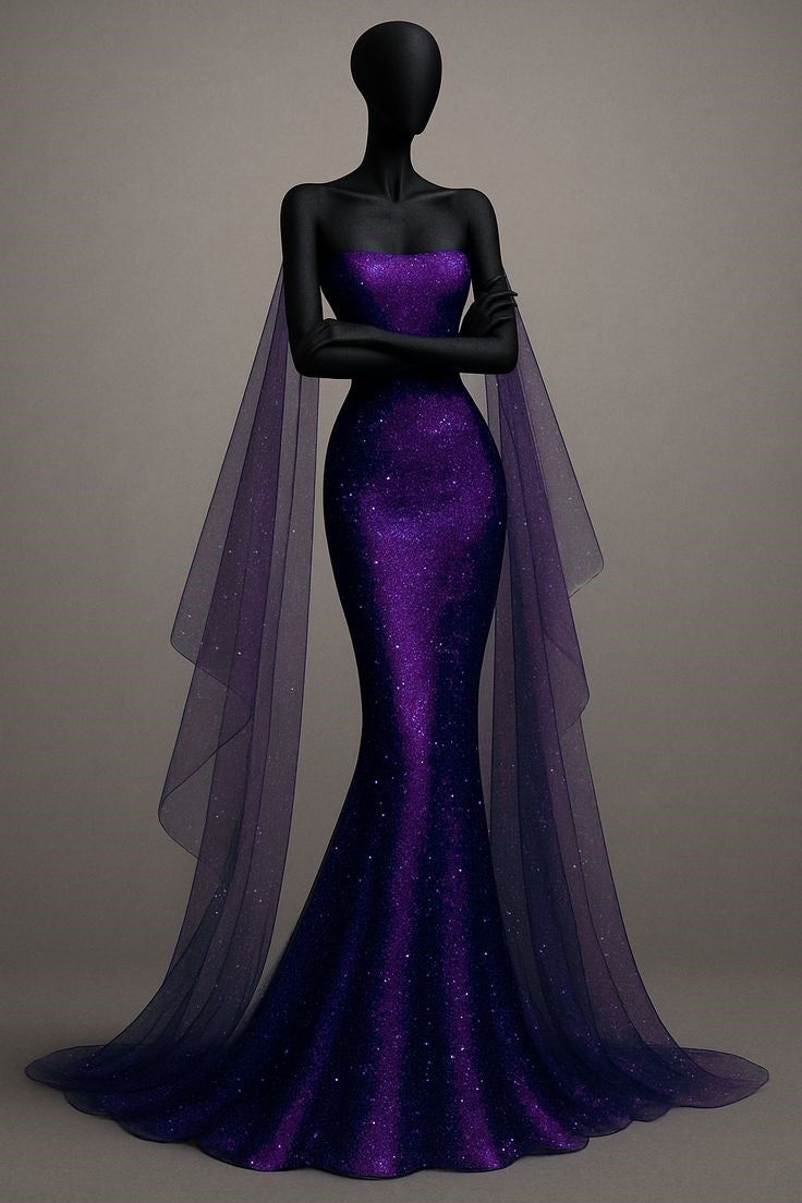 Girlhomeshops-Blue/Purple Sparkling Long Satin Mermaid Prom Dress Evening Dress Party Dress gh5000