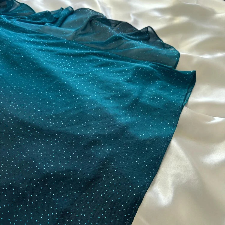Robe de soirée longue en mousseline de soie turquoise, élégante et brillante, robe de bal, gh4237