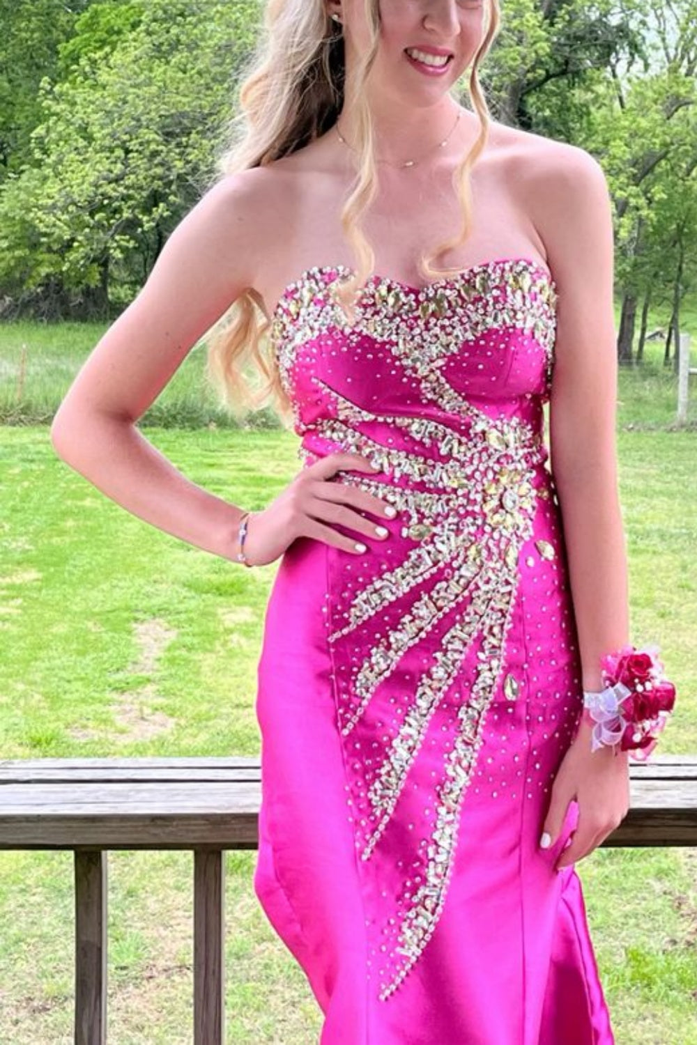 girlhomeshops-Formal Dress With Delicate Pink Beads gh6117