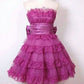 Girlhomeshops - Robe de soirée princesse courte en tulle multicouche violet et rose gh5770