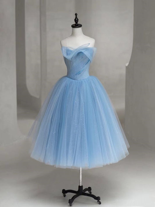 Robe de soirée longue en tulle bleu brillant, élégante et exquise, avec perles, mignonne, robe de bal, robe de soirée, gh3372