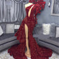 Rosa/rot Herrlich Glänzend Elegant Lang Schlitz Sexy Bodenlang Schleppe Ballkleid Abendkleid Partykleid gh3249