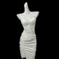 Robe de soirée courte en satin blanc à perles, robe de bal, robe de soirée, gh4831